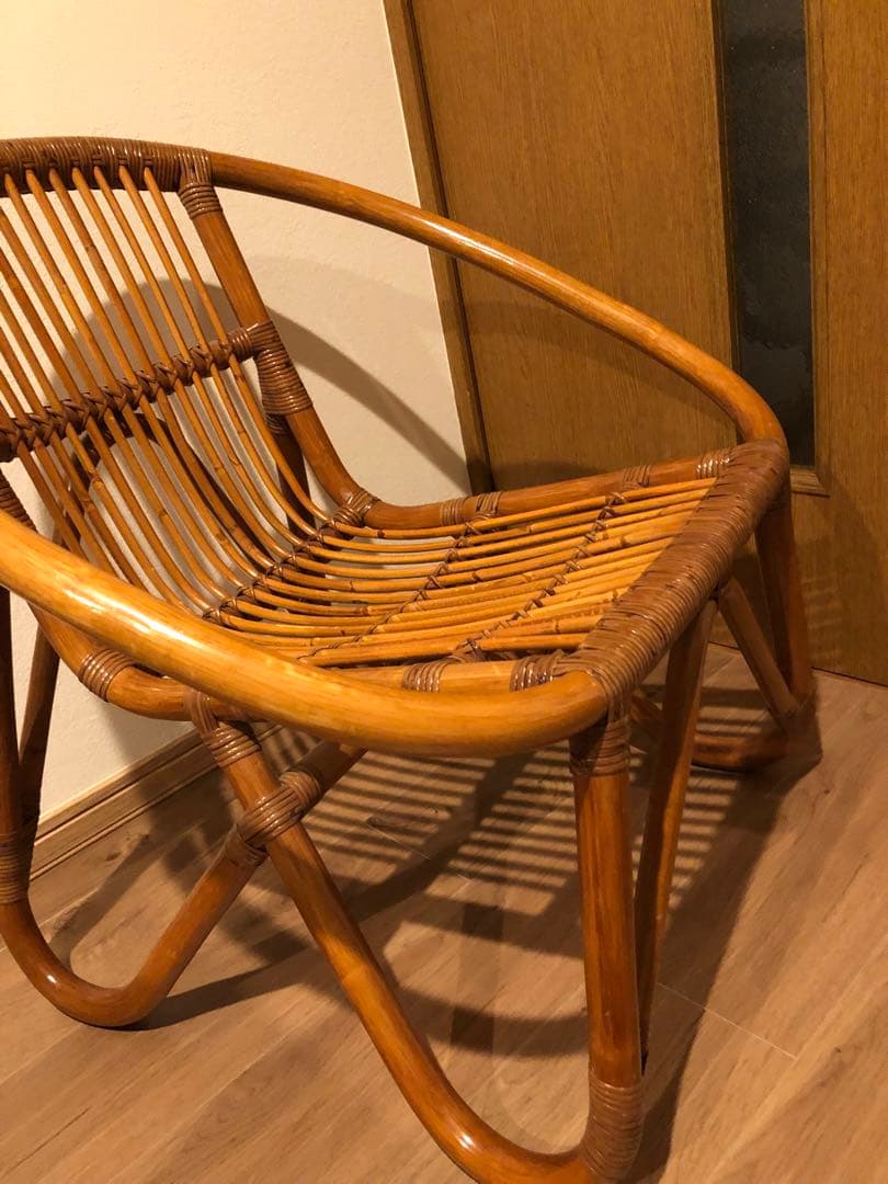 ラタン アーチ型椅子 ブラウン