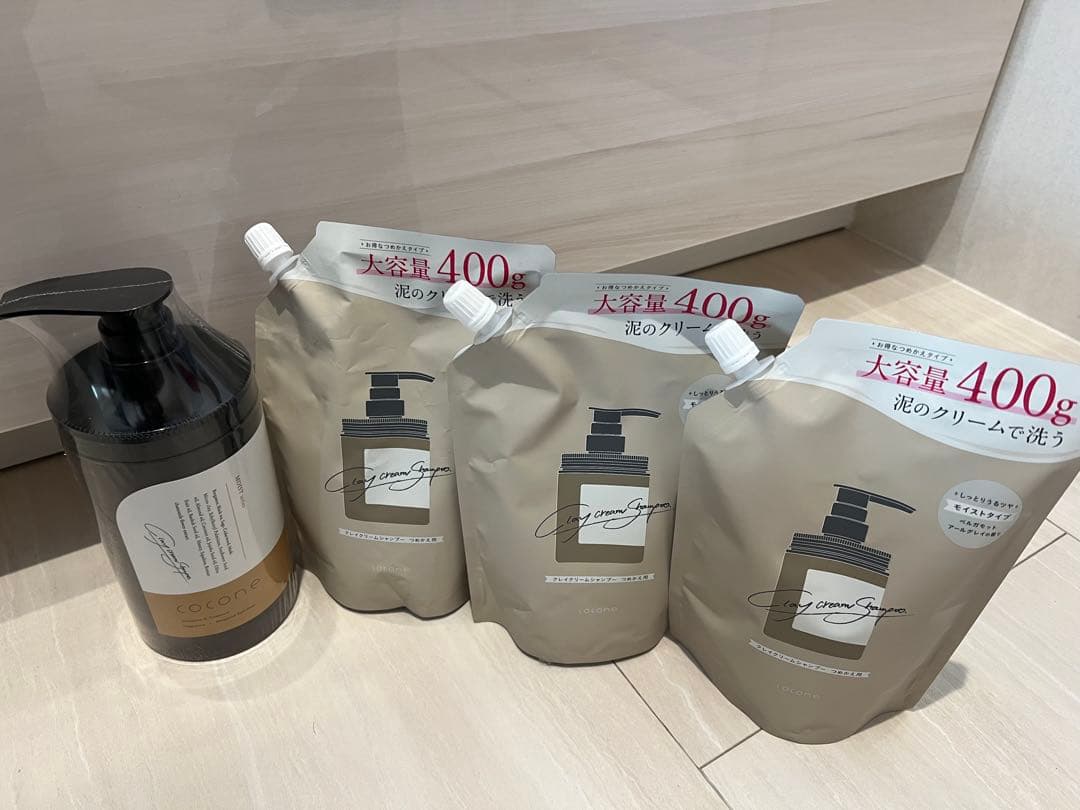 cocone ココネクレイクリームシャンプーモイストタイプ　本体１個と詰替3個