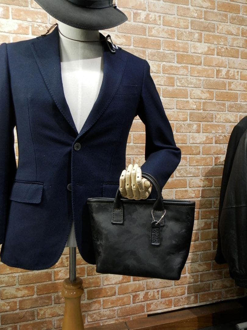 ☆XSサイズ☆カモフラ迷彩柄レザー×スカイブルー裏地のミニトート