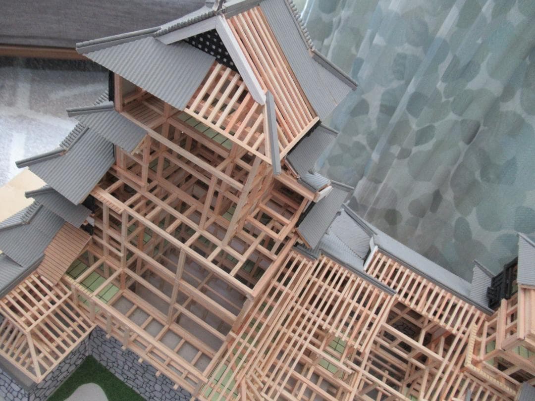 自作品】熊本城構造模型（その2） 縮尺約1／75 高さ約45cm