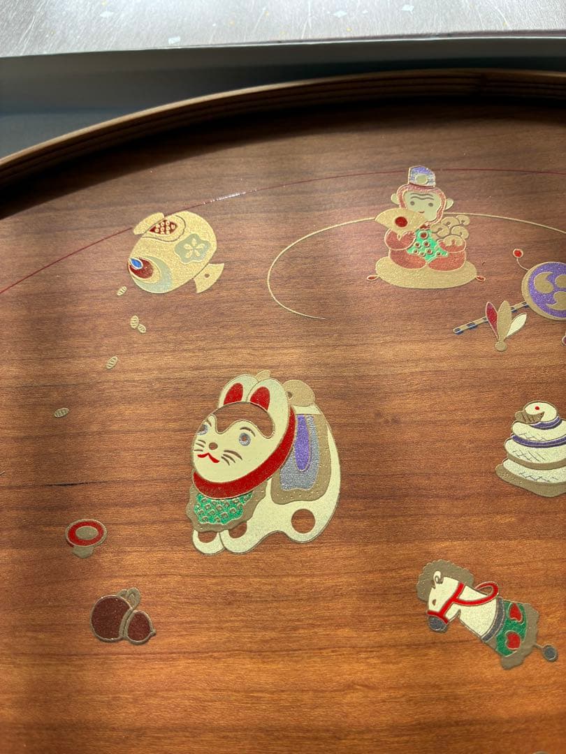 盆 干支柄　越前漆器