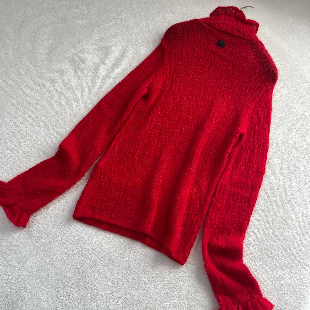 ○未使用品 フェラガモ タートルネック フリル モヘヤ57% ニット