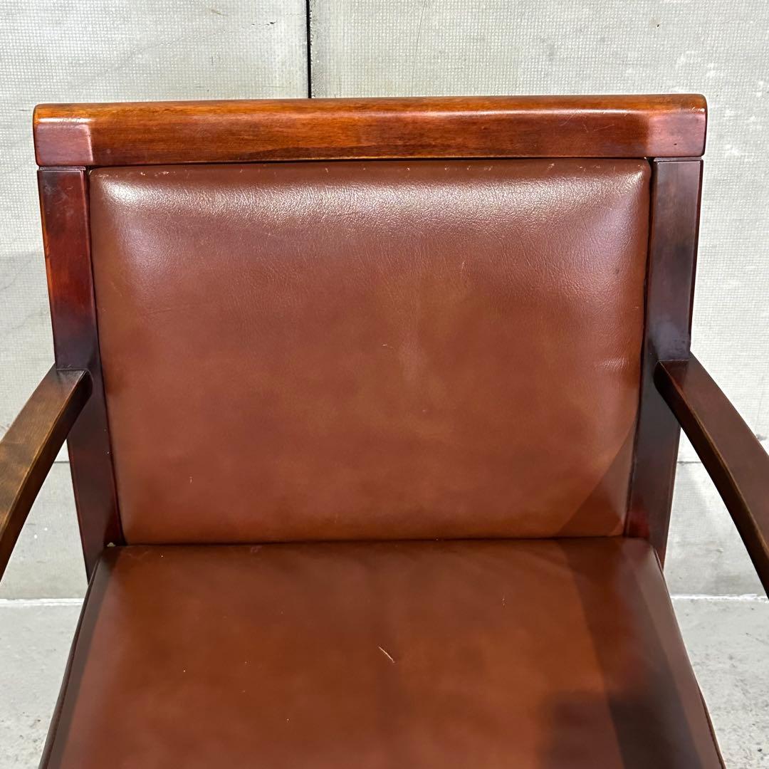 ☆1980年代☆morishigeオリーブ印 アームチェア 本革 国産高級家具①