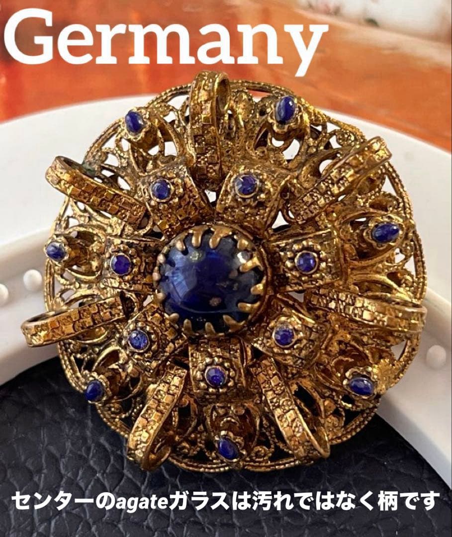 Germany agateガラス ヴィンテージブローチB115
