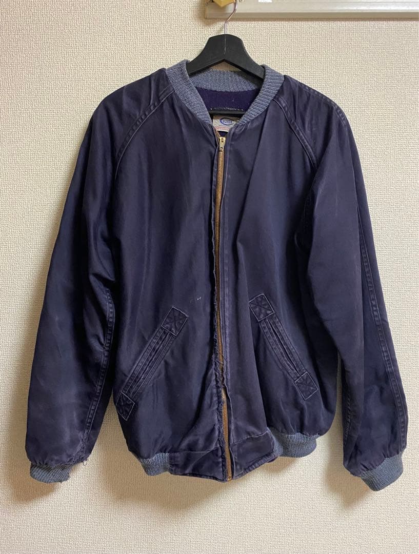 1950s ビンテージ　コットン　ブルゾン　スタジャン　茄子紺　USA MA-1