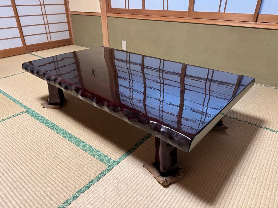 木製座卓 濃い茶色 1350-750-350 座卓（堀こたつ）リーフスクウェア洋間用 3×4尺（静岡のみ