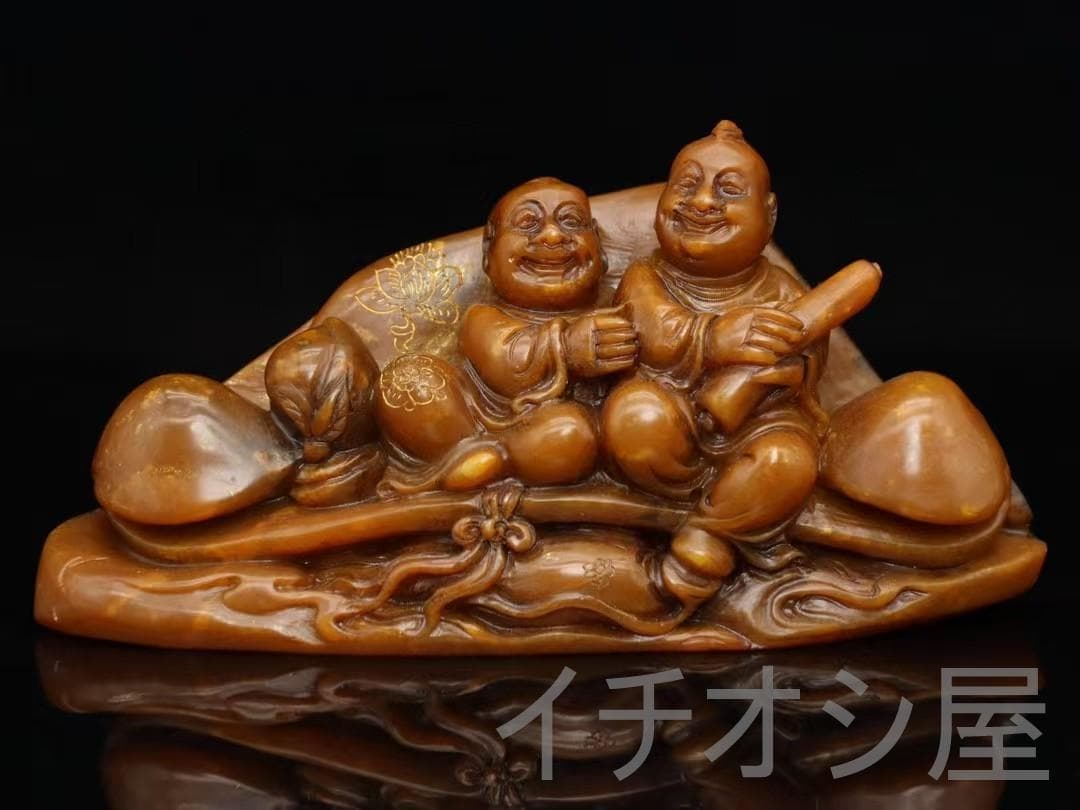 旧蔵珍品 石如刻 丁亥年銘 田黄石彫刻 人物印章材 蘿蔔紋 書道 篆刻 文房置物