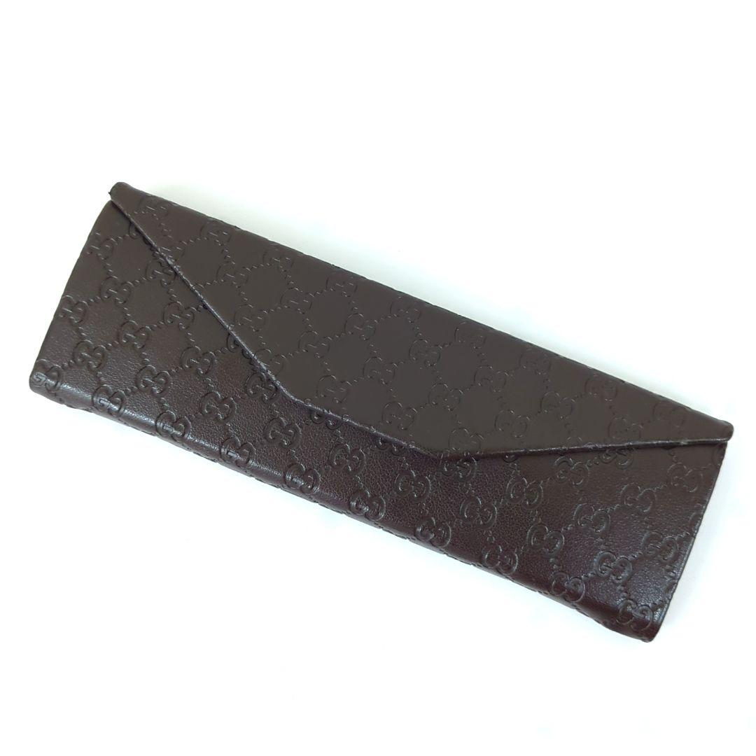 GUCCI グッチ メガネケース シマ レザー ダークブラウン グッチシマ
