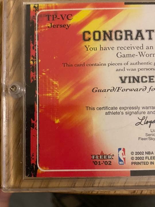 NBA ビンス・カーター 直筆サイン入り実使用ジャージーカード 世界50枚
