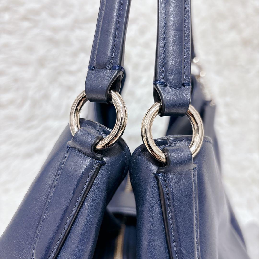 極美品!!】COACH ショルダーバッグ ターンロック レザー ネイビー
