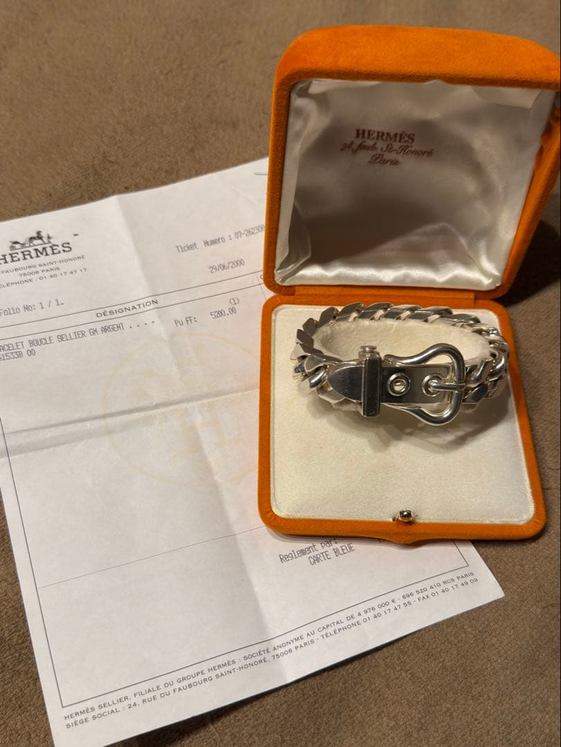 HERMES エルメス　ブックルセリエ　GM　ブレスレット　ヴィンテージ HERMES ブックルセリエ ブレスレット GM シルバー ゴールド 925 750