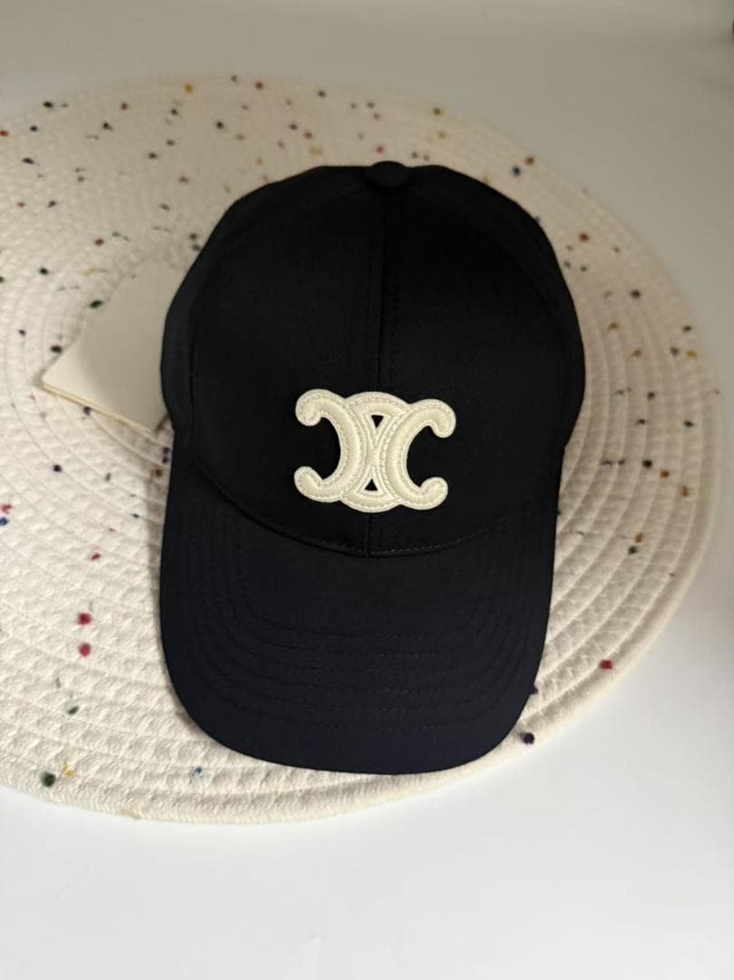 セリーヌ CELINE キャップ ロゴ刺繍 コットン ブラック - メルカリ