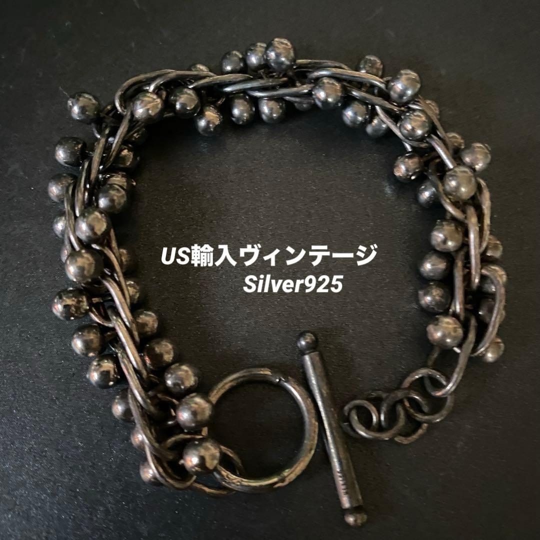 US輸入 メキシコ ヴィンテージ DNA 燻銀 ブレスレット シルバー925