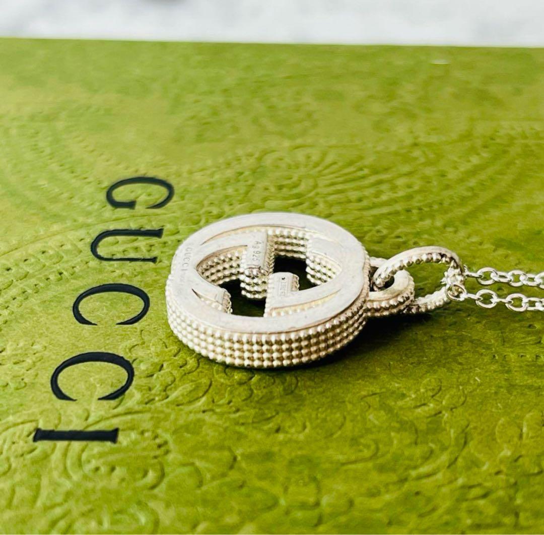 極美品】GUCCI ネックレス インターロッキングG ロゴ刻印 シルバー925