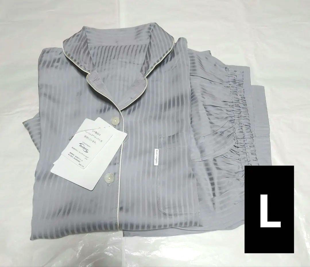 新品タグ付き 高級 睡眠科学 パジャマ ルームウェア サテン ストライプ L