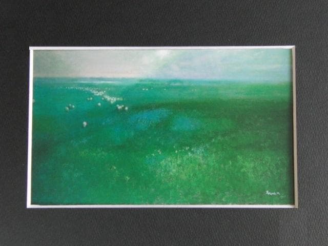 三宅輝夫、【牧場の群】、希少な大判額装用画集より、美品、日本人画家