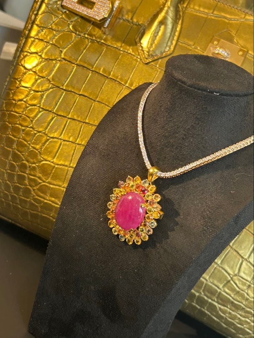 即日発送SP の*こ様 華やか！天然石ルビーカボションリング13号 即日発送