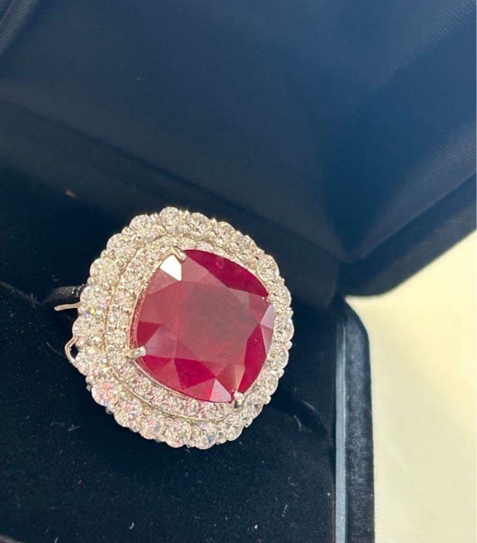 即日発送SP の*こ様 華やか！天然石ルビーカボションリング13号 即日発送