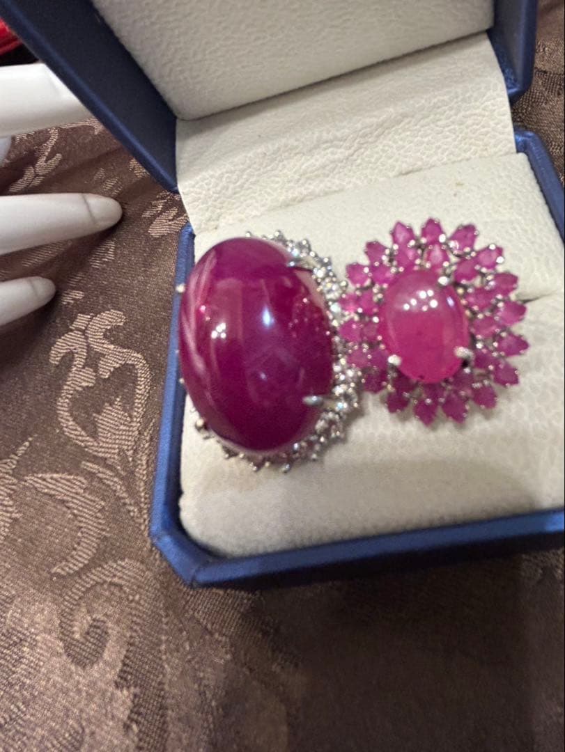 即日発送SP の*こ様 華やか！天然石ルビーカボションリング13号 即日発送