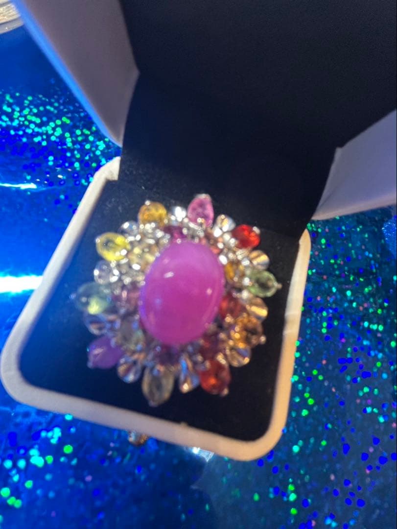 即日発送SP の*こ様 華やか！天然石ルビーカボションリング13号 即日発送