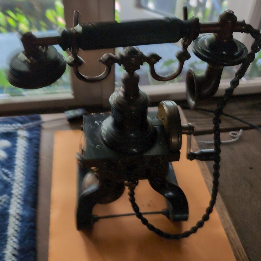 希少品 アンティーク電話 金属製 ハンドセット付き