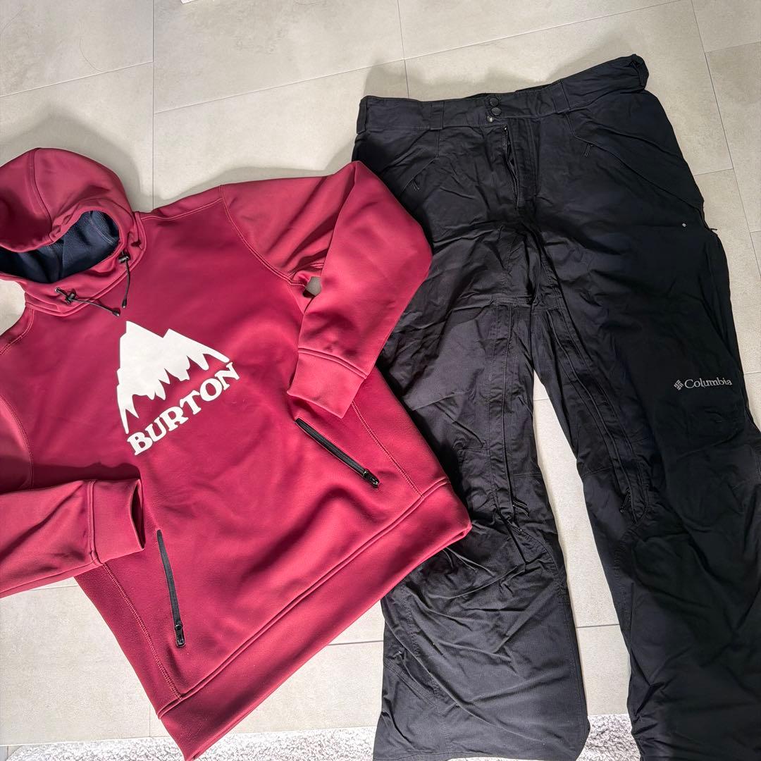 BURTON ワインレッド フード付き columbia セットアップ