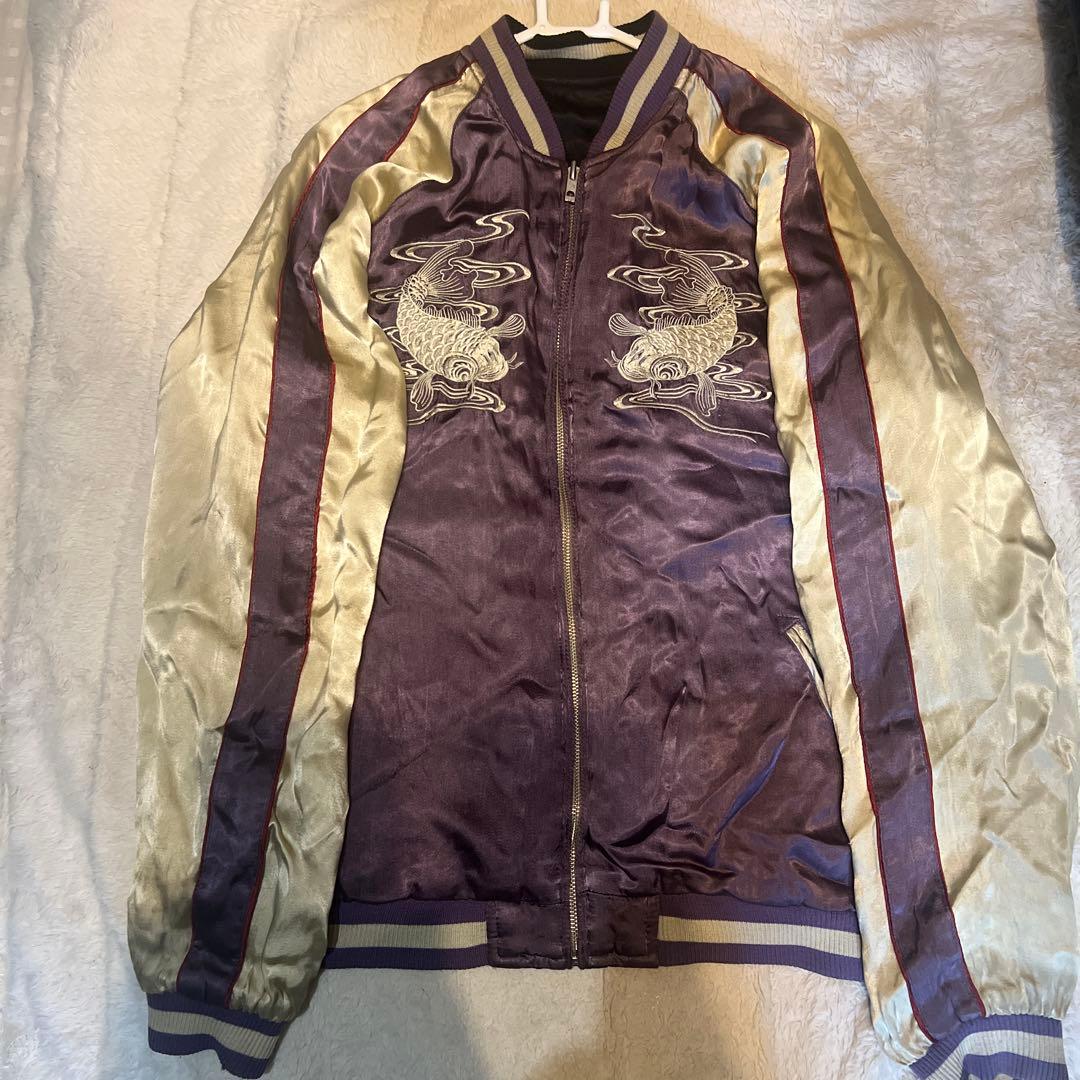 スカジャン 桜と鶴 刺繍 百花繚乱 リバーシブル - メルカリ