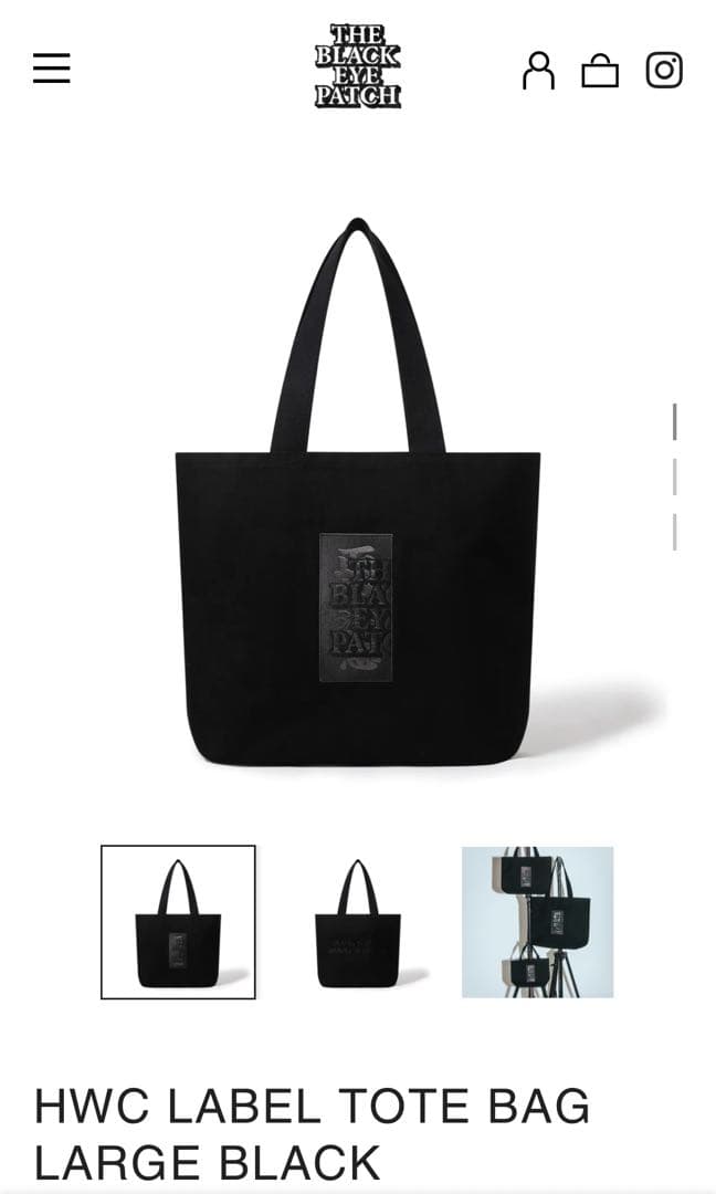 完売　正規品　BLACK EYE PATCH HWC LABEL TOTE