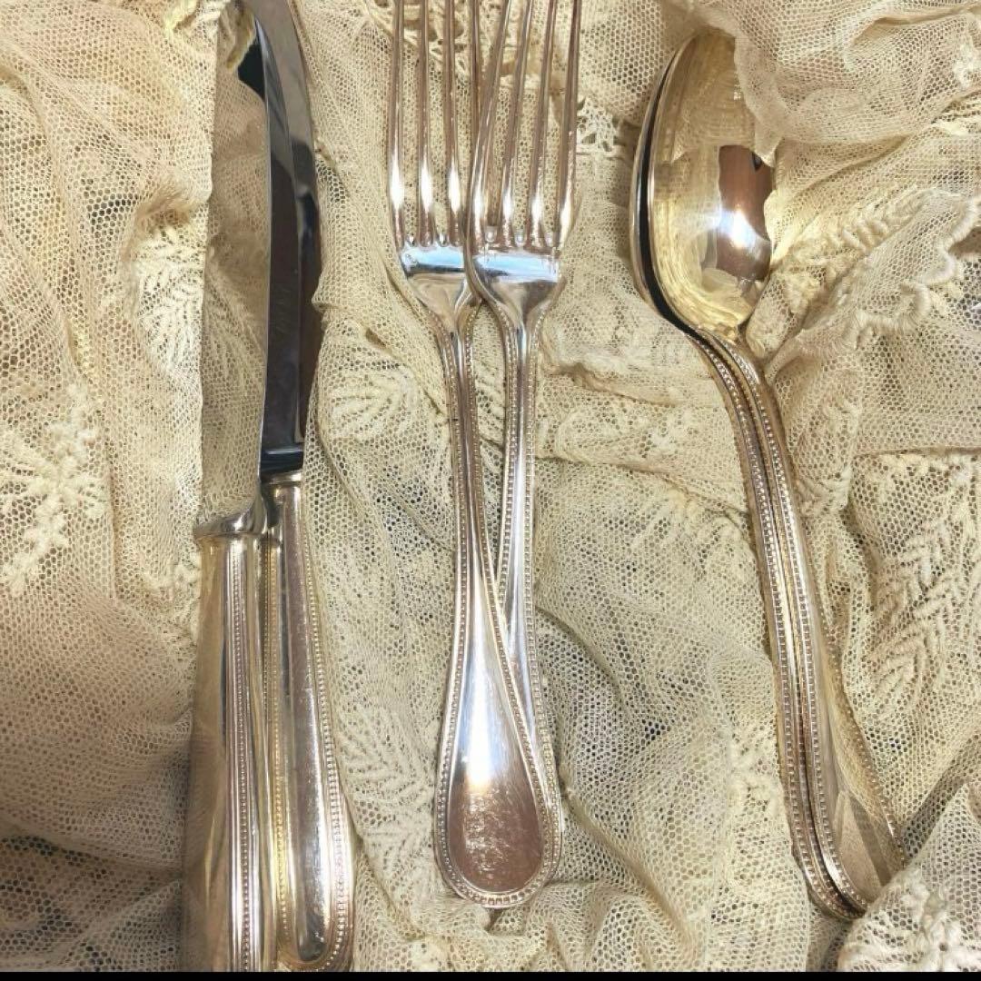 美品　フランス　クリストフル　パール　スプーンフォークナイフ２本ずつ クリストフル パール 0010 スタンダードナイフ 025 | ブランド洋食器