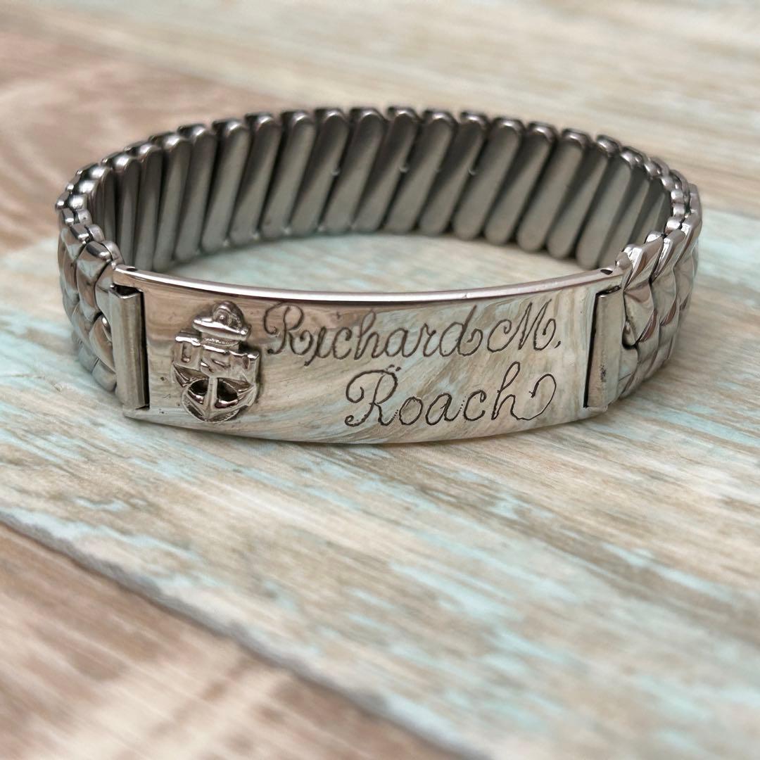 50s US NAVY USN IDブレスレット 蛇腹 海軍 ニッケルシルバー - メルカリ