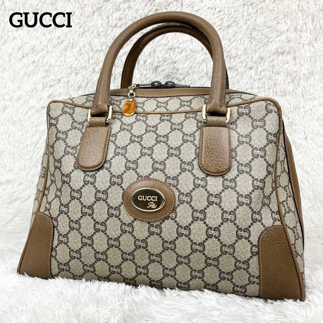 【美品】オールドグッチ グッチプラス GGスプリーム ロゴ金具 ボストンバッグ
