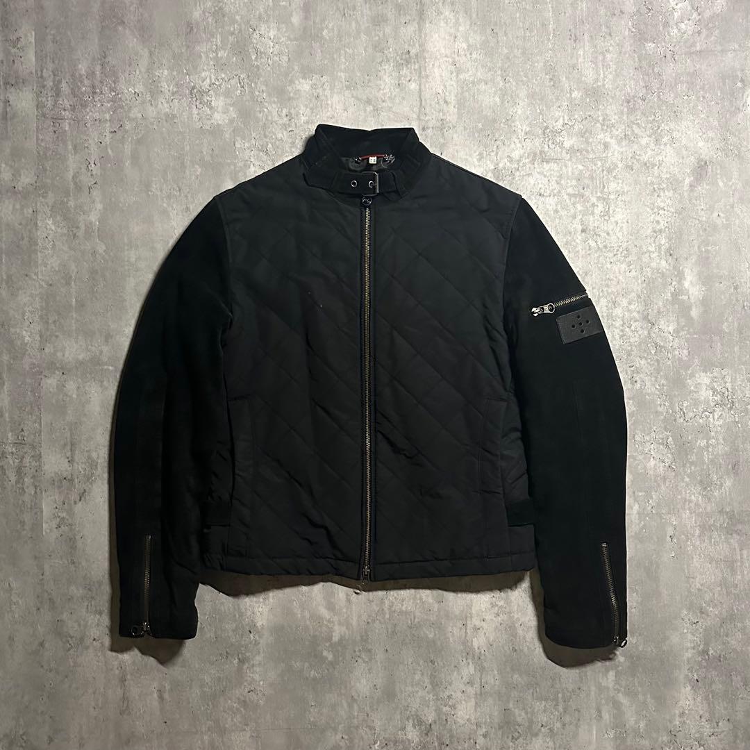 ARMANI JEANS ダブルジップ レザー切替ジャケット - メルカリ