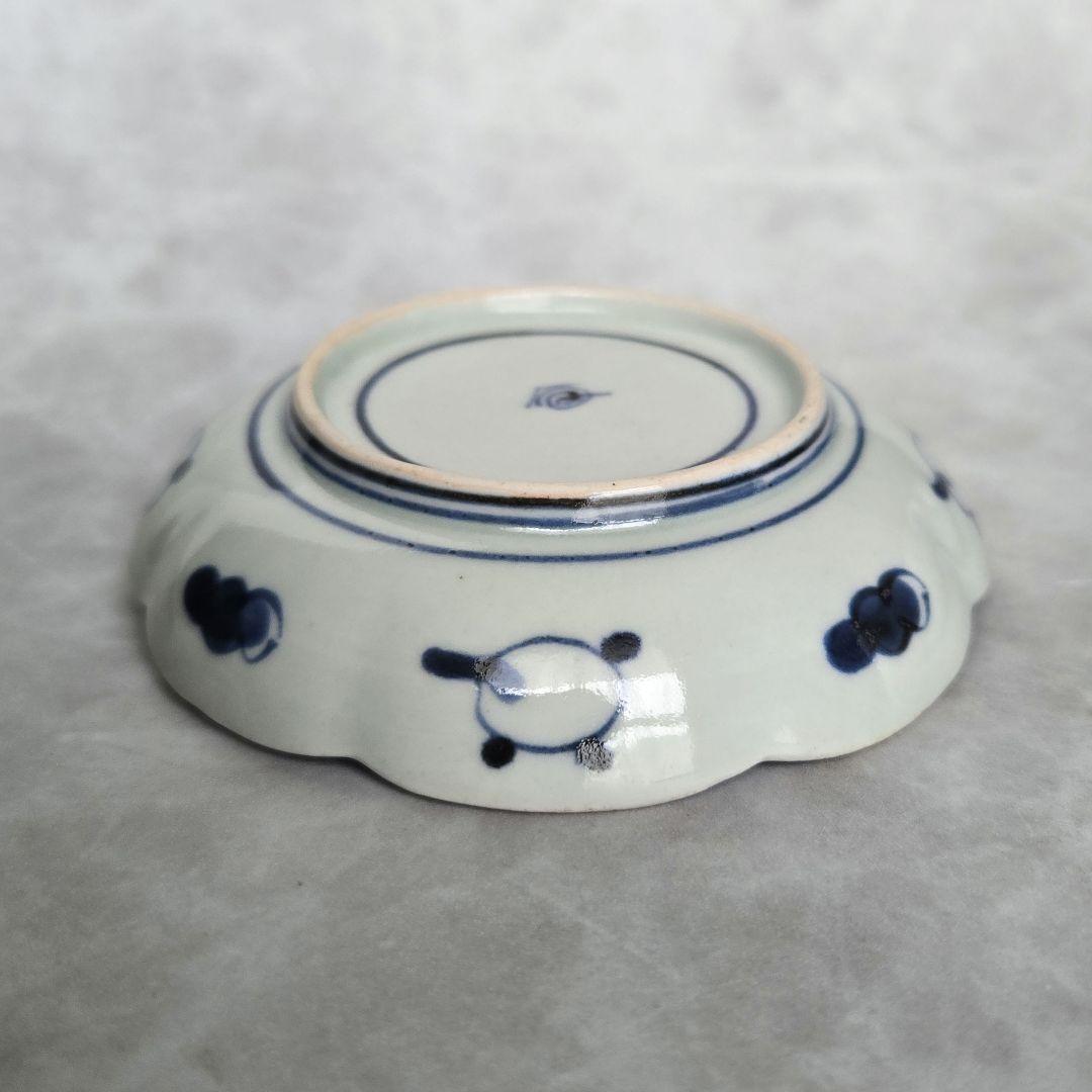 古伊万里 染付 小皿 なすび 豆皿 ナス 江戸時代 アンティーク 金継ぎ