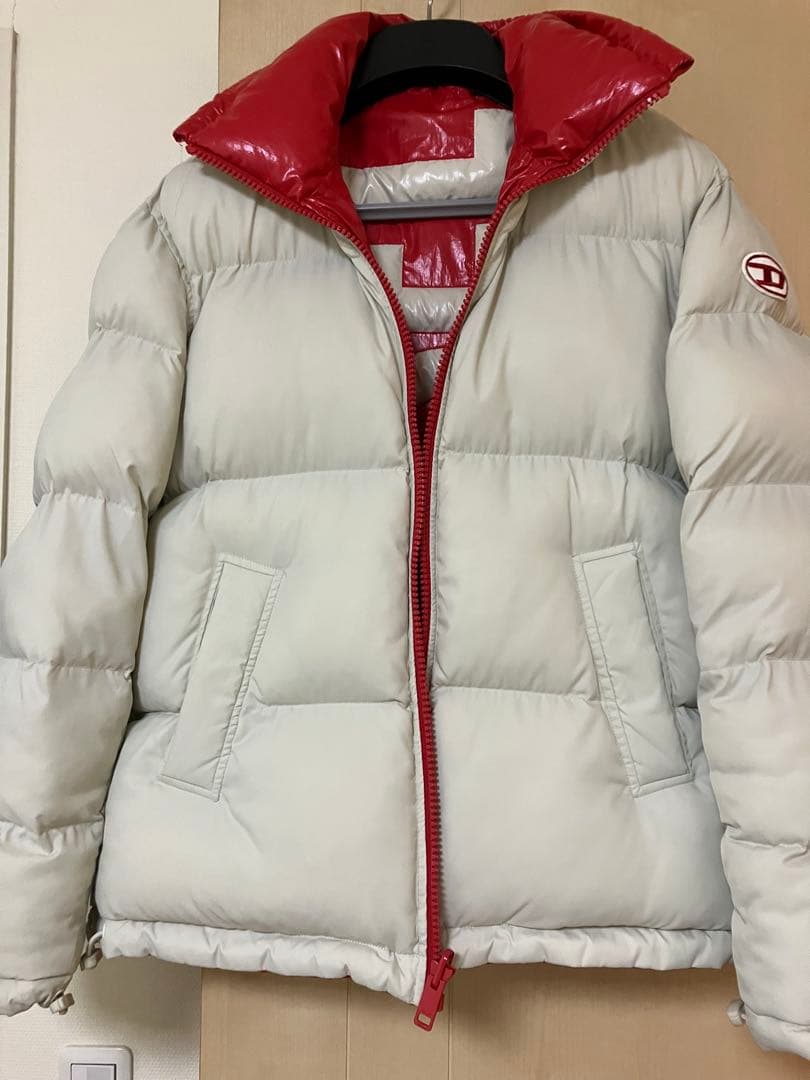 ダウンジャケット ホワイト/レッド Mサイズ 全3色 レディース アウター ダウンジャケット ウエストリボン ベルト