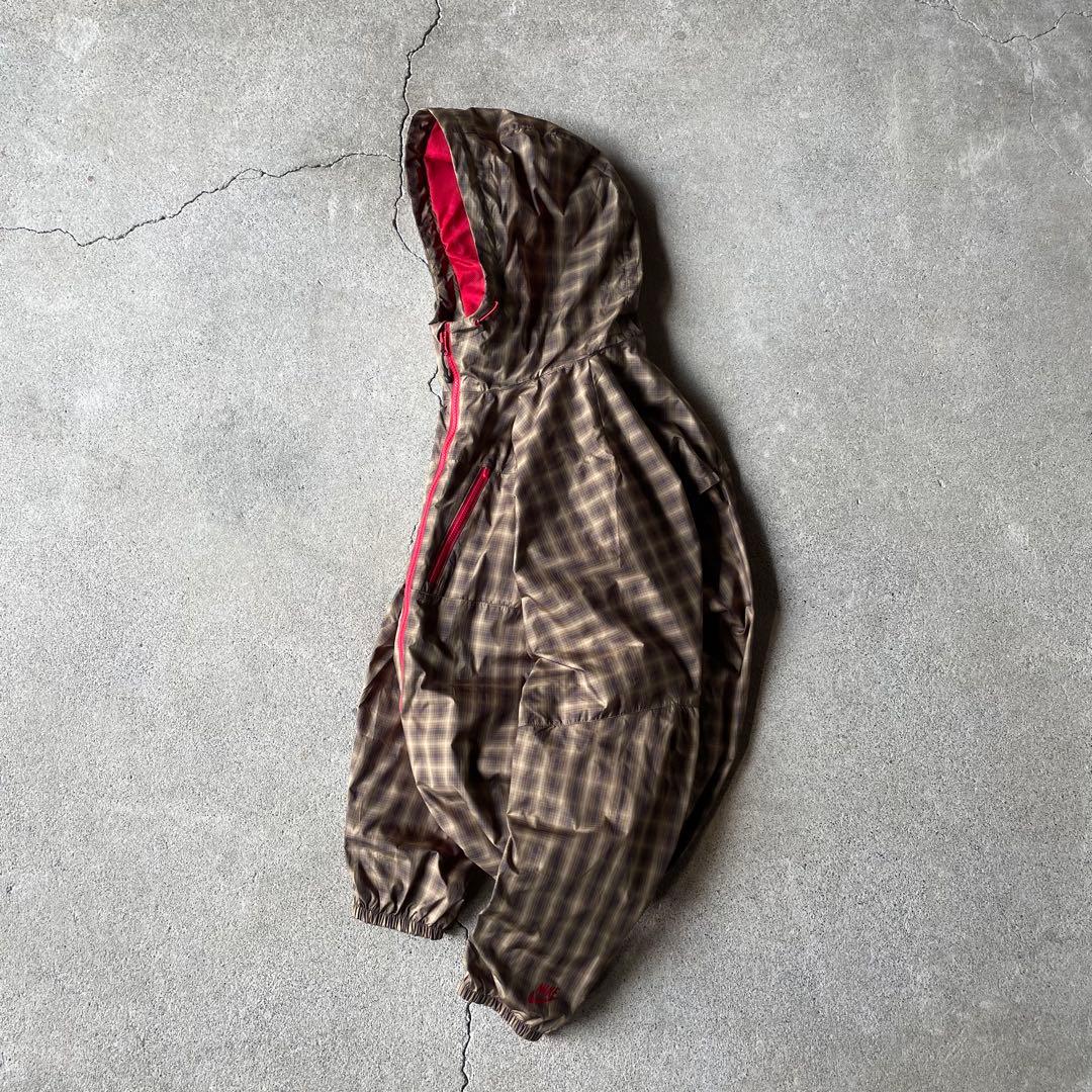 00s old nike check pattern shell jacket