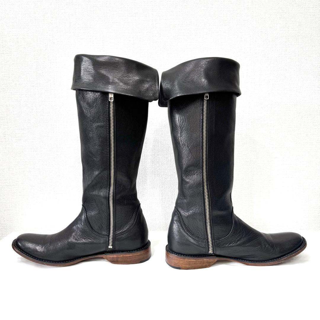 Y's ワイズ ヨウジヤマモト サイドジップ 折り返しロングブーツ 22.5cm