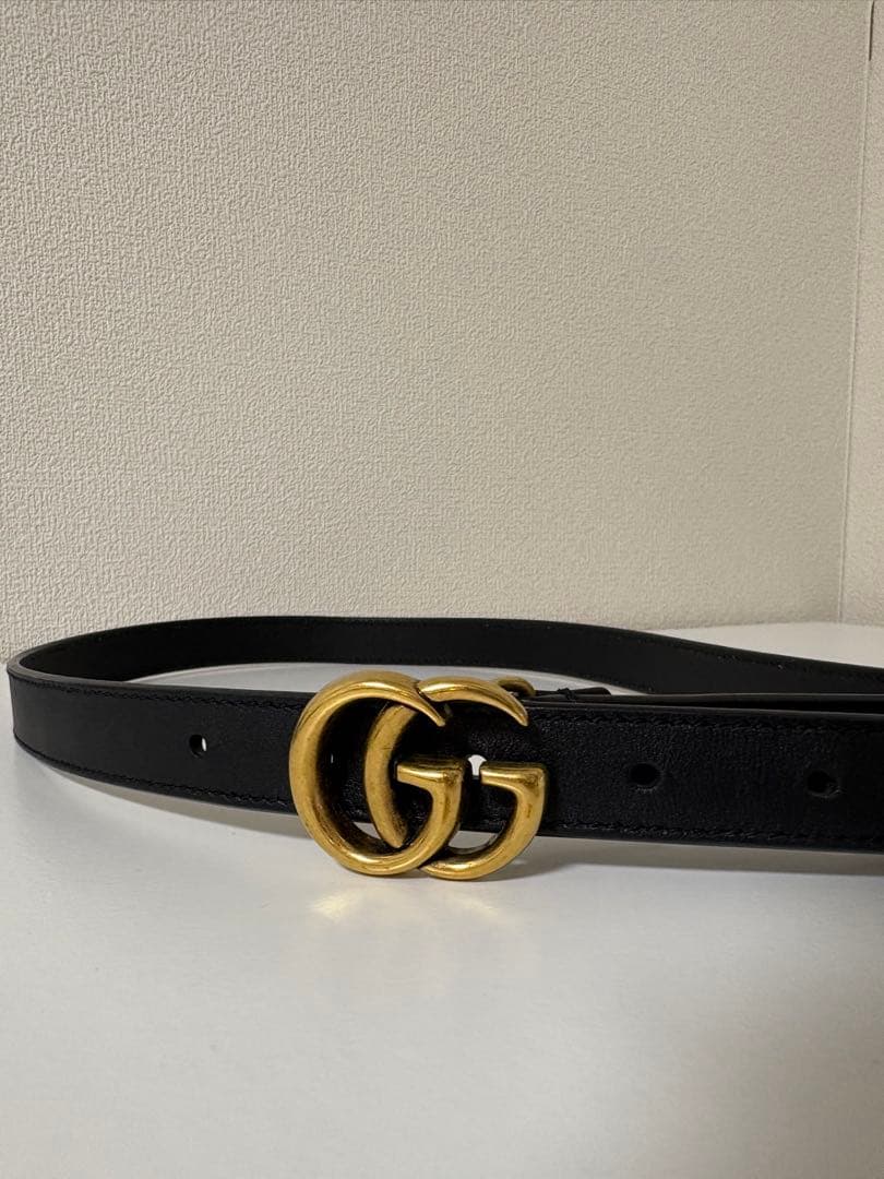 GUCCI ベルト GGロゴ - GUCCI グッチブラック レザーベルト GGロゴ