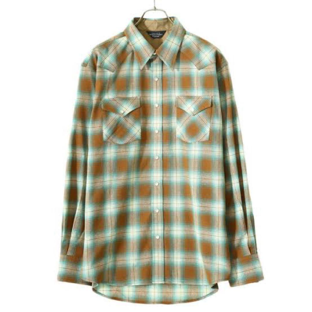 トップス UNUSED 20AW ombre check western shirt