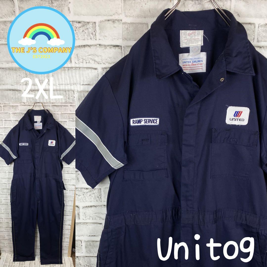 USA古着70〜80sUnitog ユナイテッド航空スタッフ半袖ツナギ 50RG