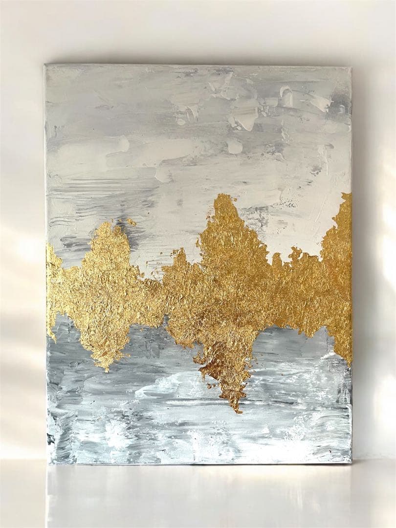 抽象アクリル画 金箔アート