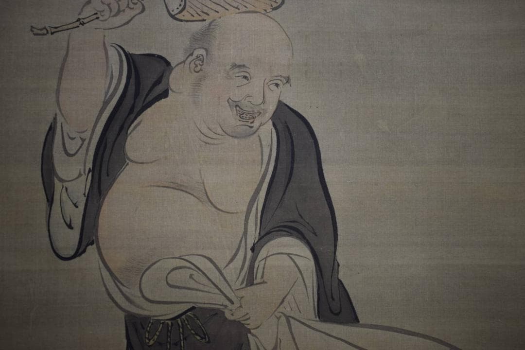 模写/狩野探幽/布袋図/絹表装/布袋屋掛軸HG-104