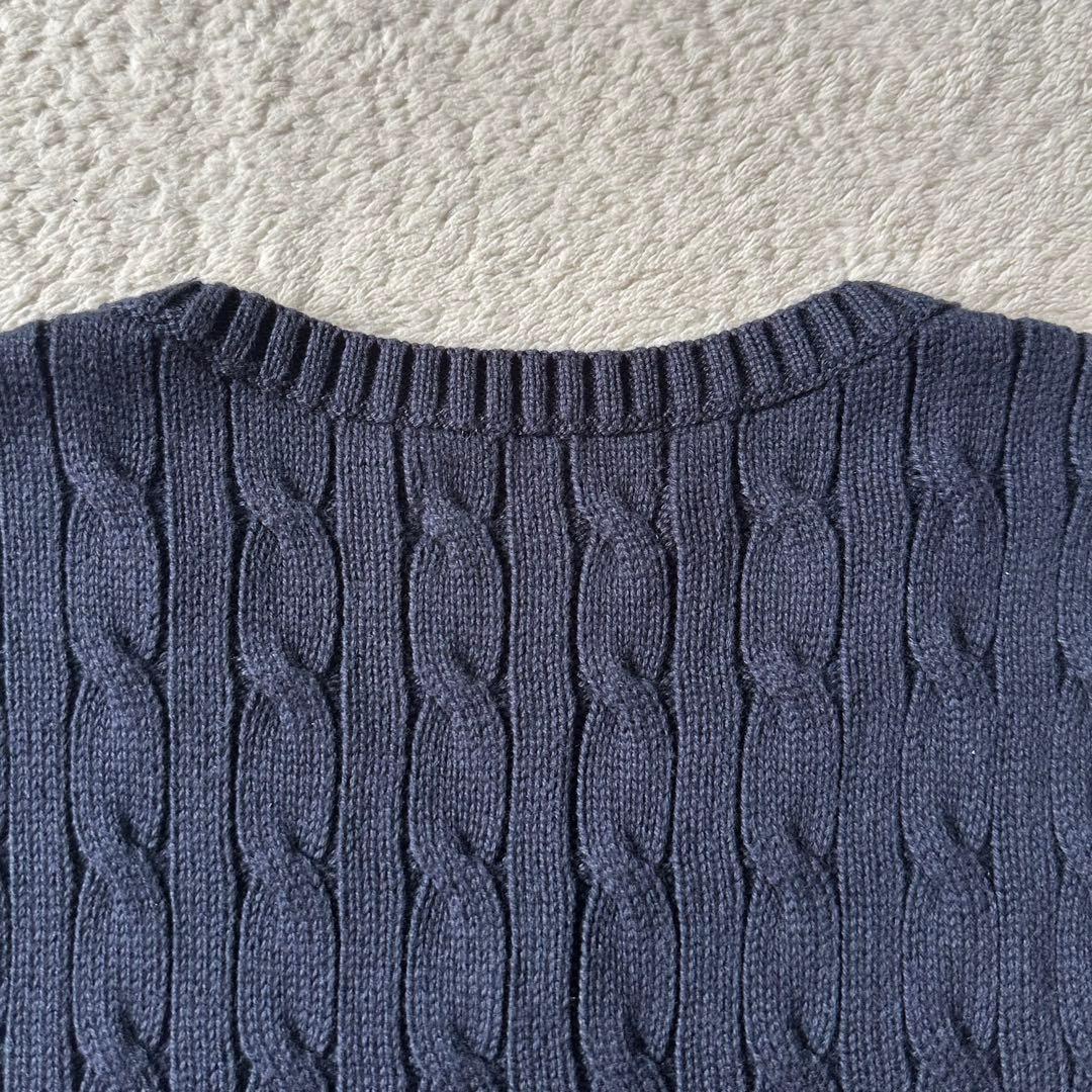 ポロラルフローレン ケーブルニットベスト 赤ポニー刺繍 キッズM 大人