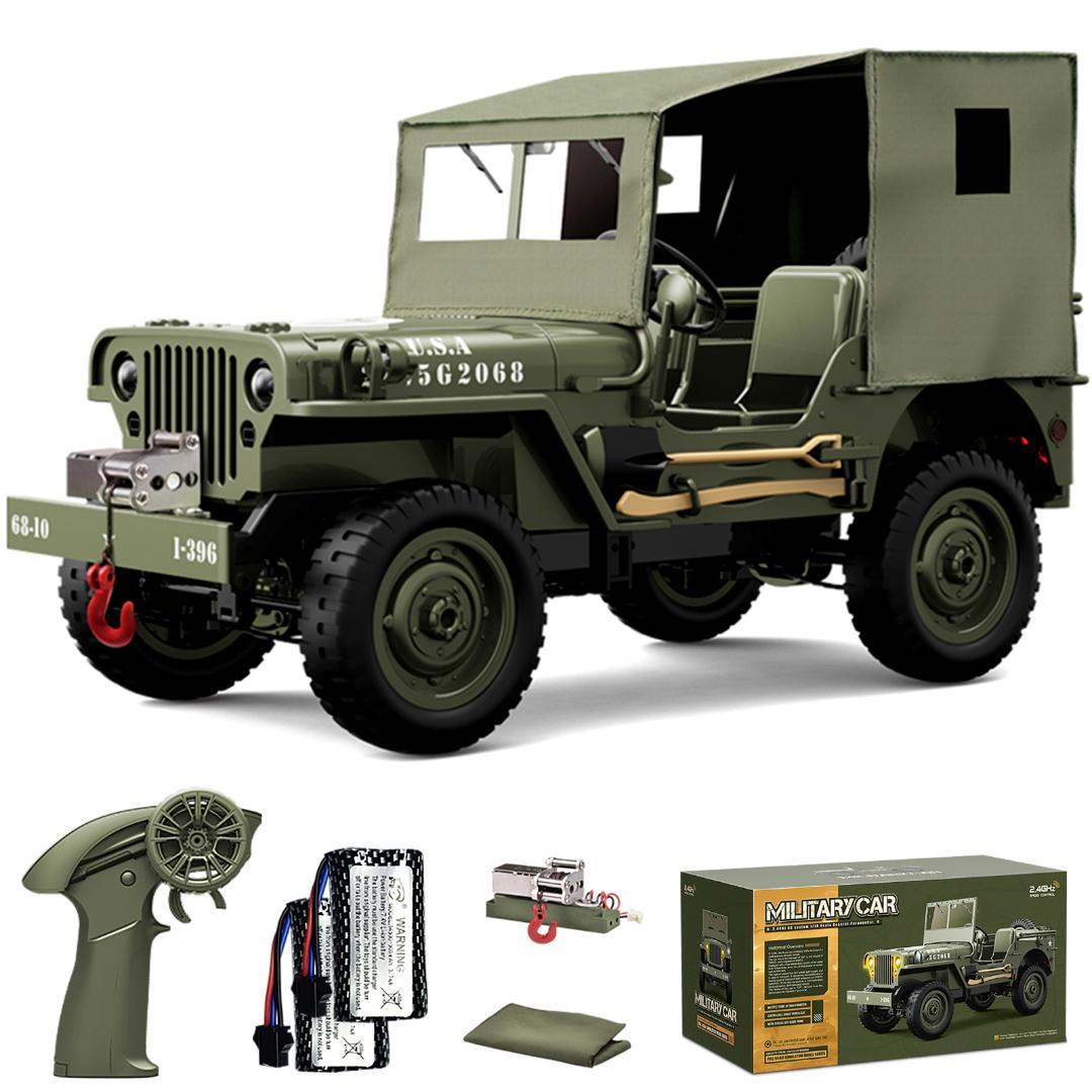 軍用 ラジコンカー 子供向け 人気 1/10 大型 オフロード ジープ 4WD