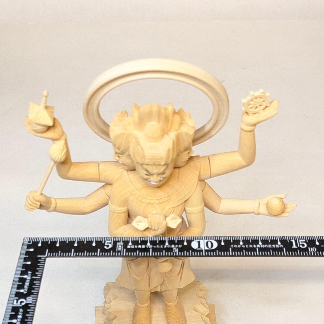 セール・新品】三宝荒神 柘植 総高さ約24.5㎝ 竈 三面六臂 台所の神