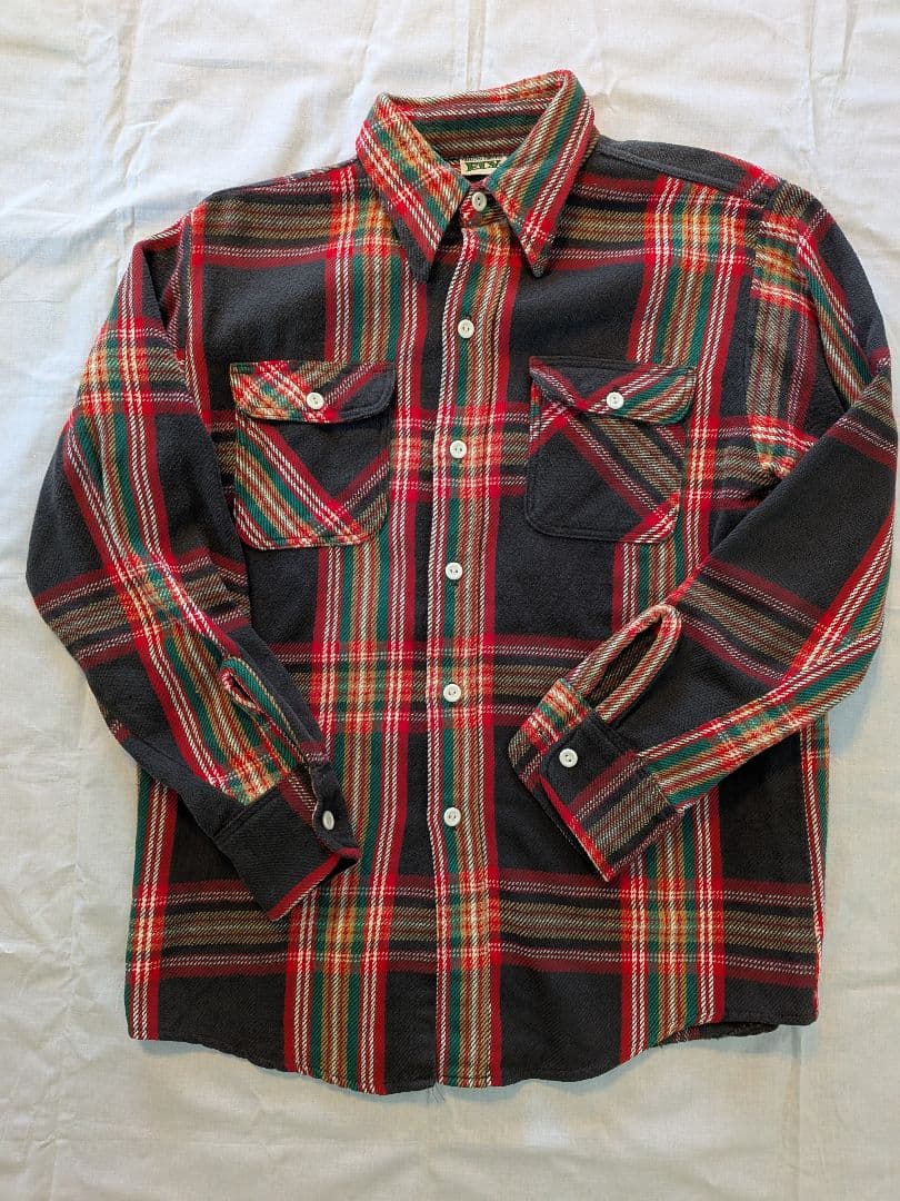 60〜７０年代　ELY 黒ベース　ビンテージネルシャツ