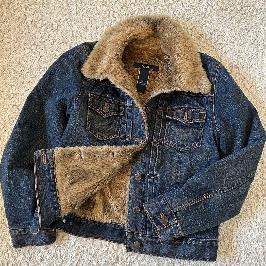 平成ギャル y2k グランジ デニムジャケット ボア 裏起毛 短丈 Gジャン