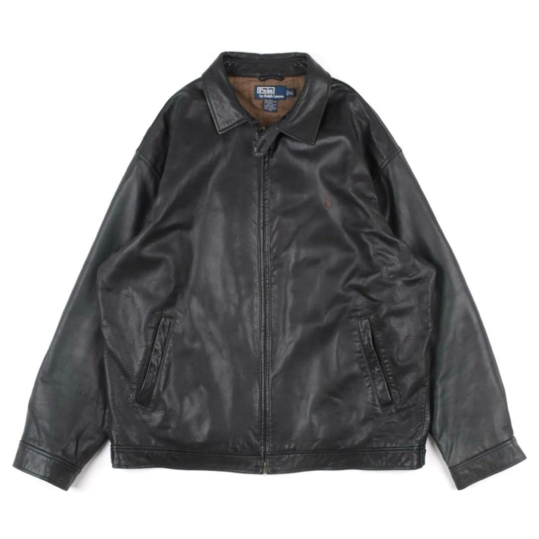 90s Polo Ralph Lauren Leather Jacket 黒