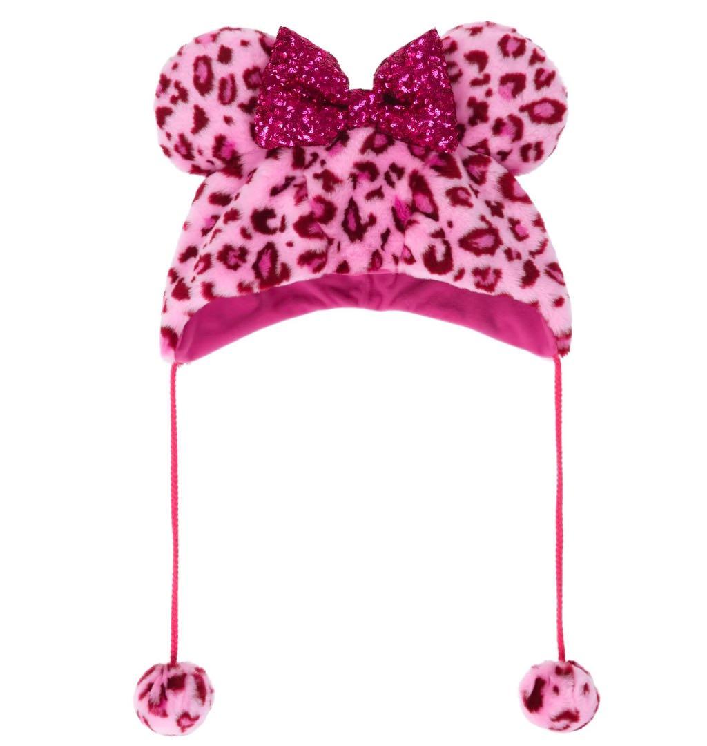 ミニーマウス風ヒョウ柄帽子