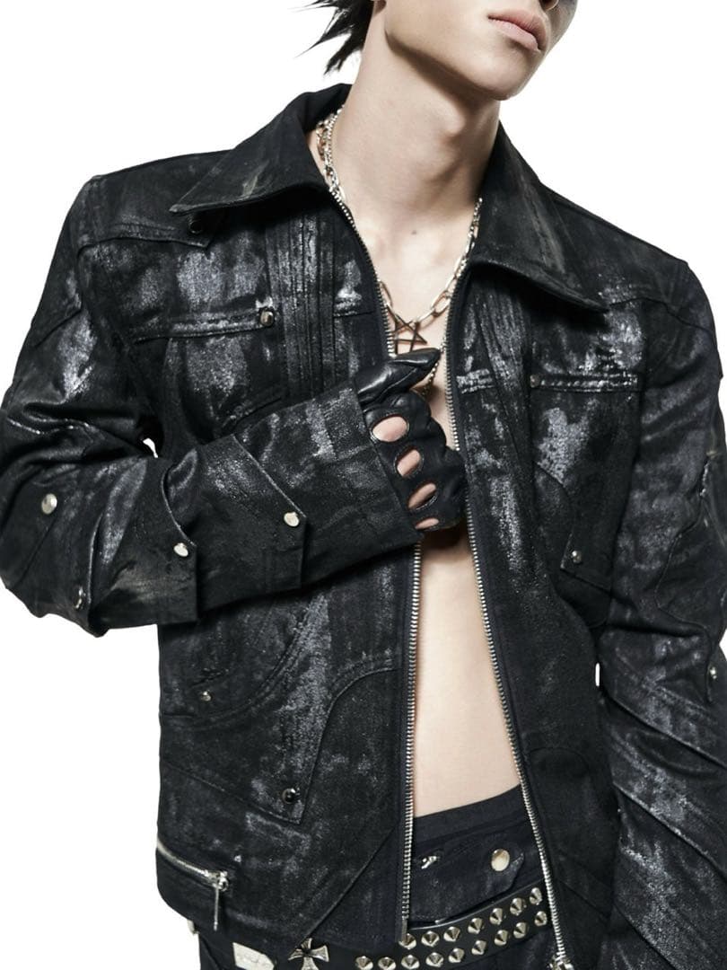 RICHブラックレザージャケット