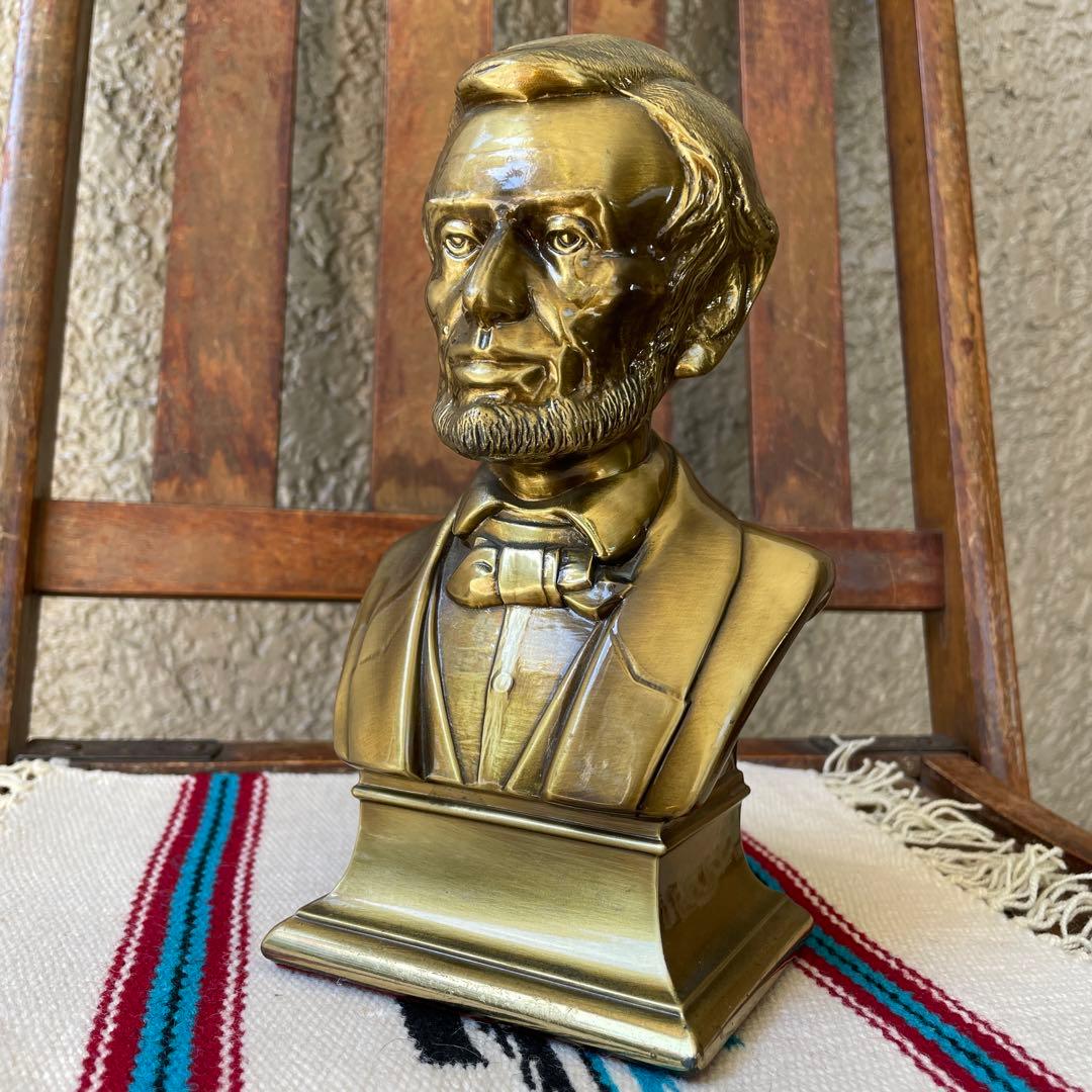 70's〜アメリカアンティーク　リンカーン大統領の金属製胸像　USAヴィンテージ